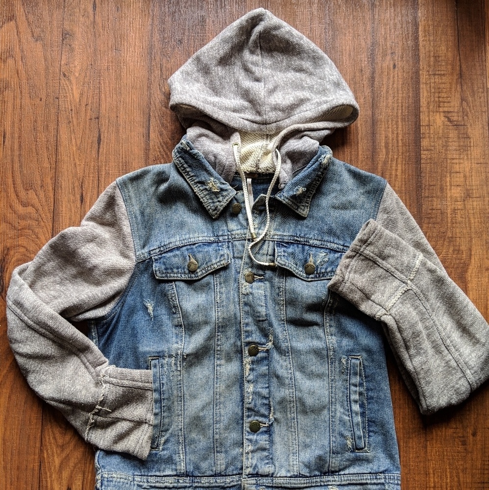 Distressed Hooded Denim Jacket
